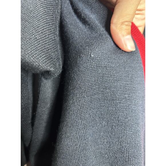 Vintage Liz Claiborne Collection Navy Red Cardigan Lambs Wool Academia Classic L - Picture 7 of 9